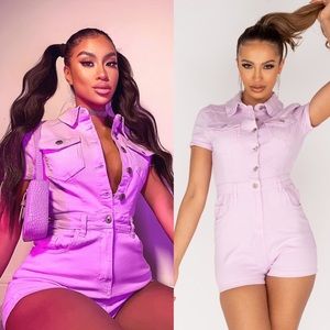 Angelina Lilac pink / purple Denim Romper size 6